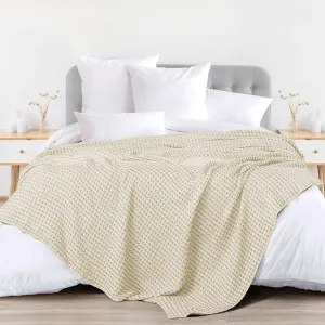 100% Cotton Waffle Weave Blanket / Cotton Dohar for Bedroom - Buttercream