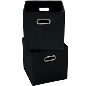 11 Inch Cube Storage Bins,Black Fabric Cubes Organizer Baskets With Handle, Fold