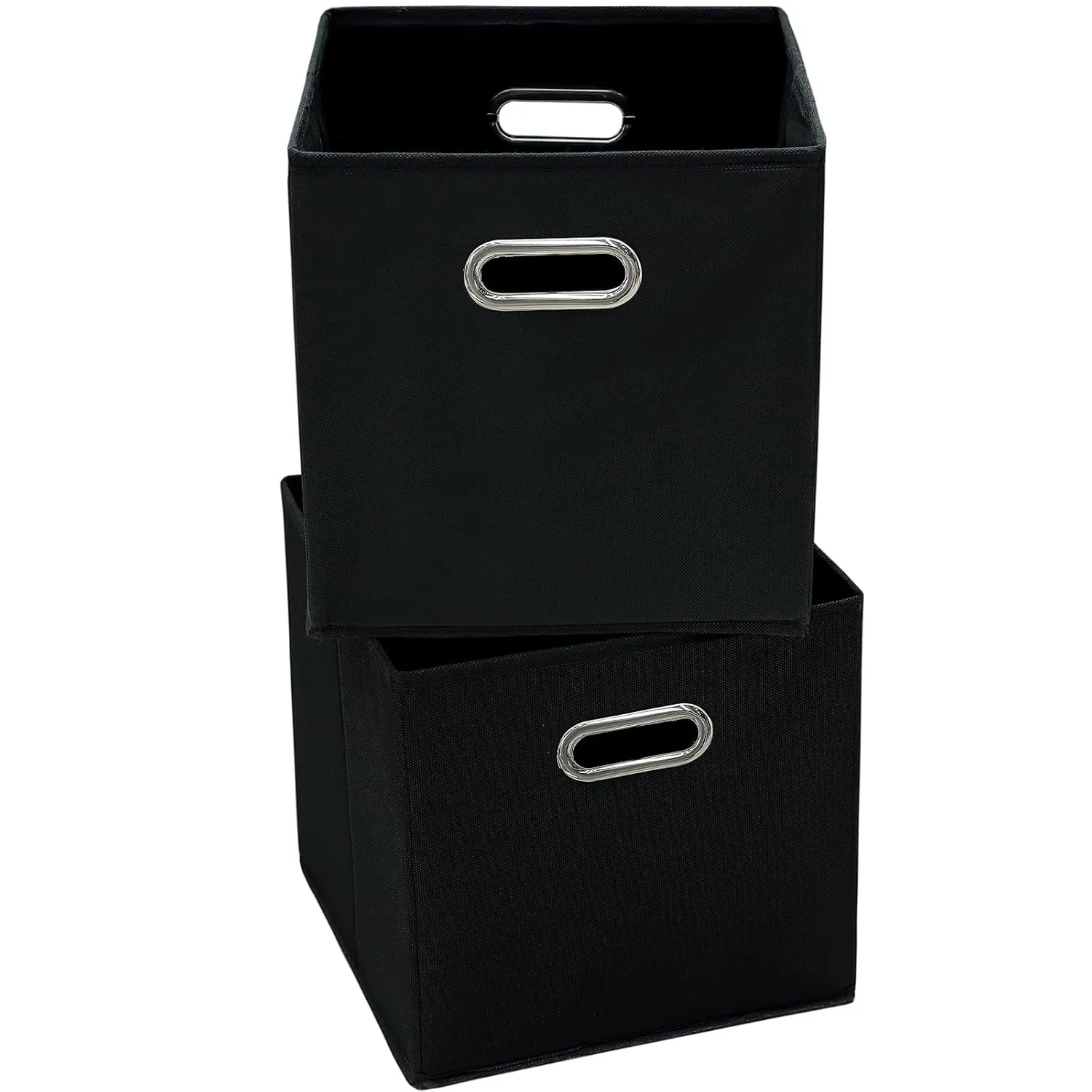 11 Inch Cube Storage Bins,Black Fabric Cubes Organizer Baskets With Handle, Fold