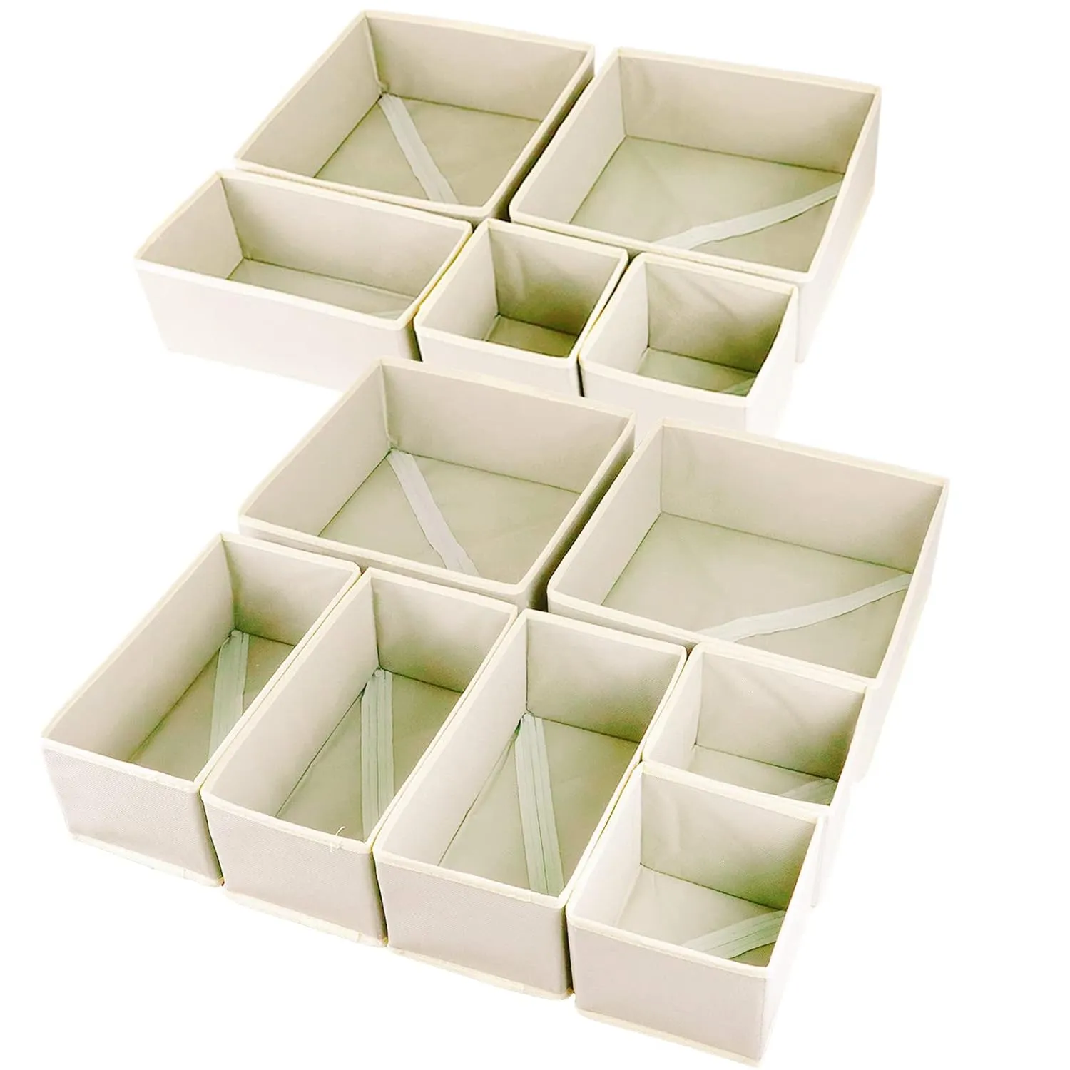 12 Pack Drawer Organizers, Drawer Dividers Storage Bins, Foldable Drawer Organiz