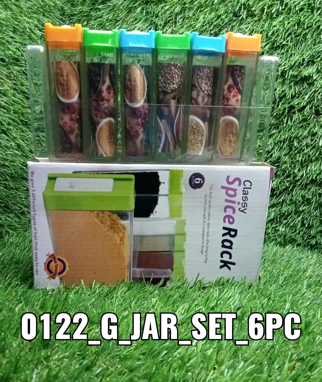 122 Plastic Spice Jars (6 pcs, 14x22x8cm, Multicolour)