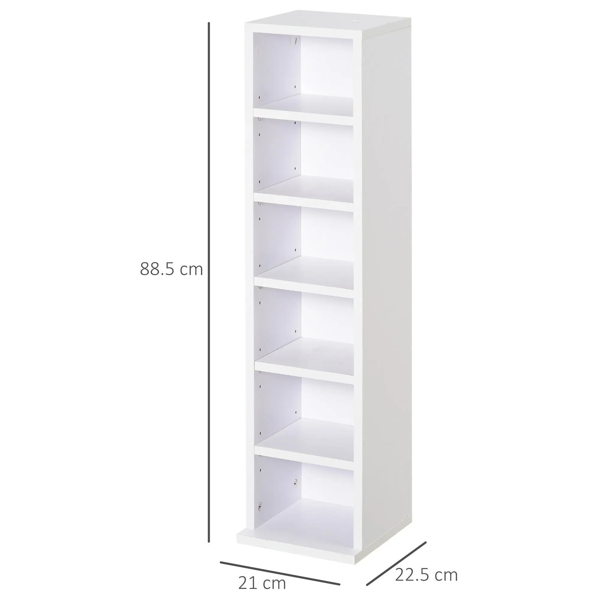 204 CD Media Display Shelf Unit Set of 2 Blu-Ray DVD Tower Rack w/ Adjustable Shelves Bookcase Storage Organiser, White