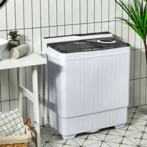 26 Pound Portable Semi-automatic Washing Machine with Built-in Drain Pump-Gray