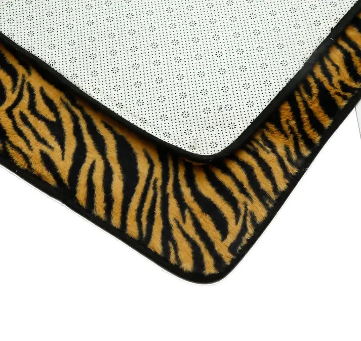 3 PCs Anti Skid Commode Mat Set-Brown Zebra Print