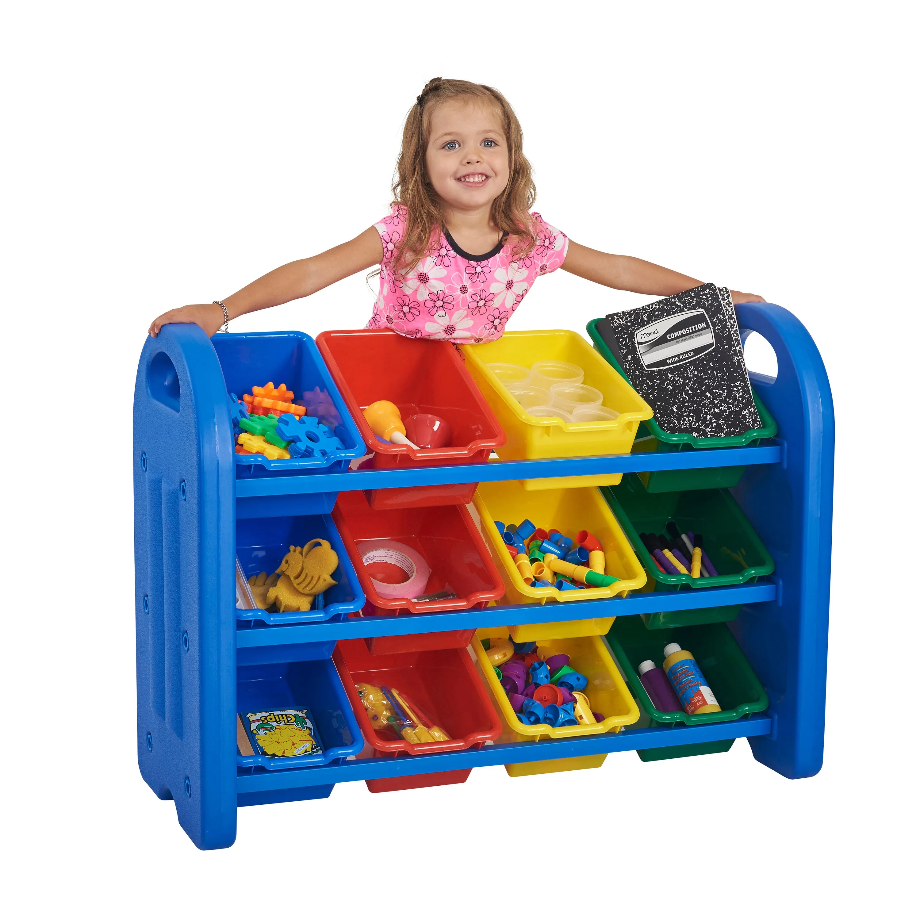 3-Tier Toy Storage Organizer for Kids with 12 Bins - Assorted