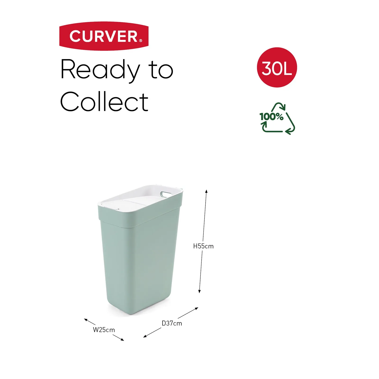 30L Ready to Collect Waste Seperation Bin - Green