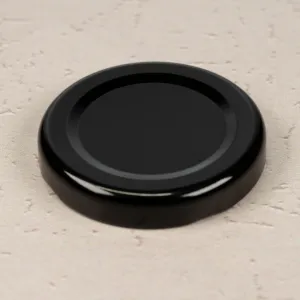 48mm Black Metal Lug Cap with Plastisol Liner