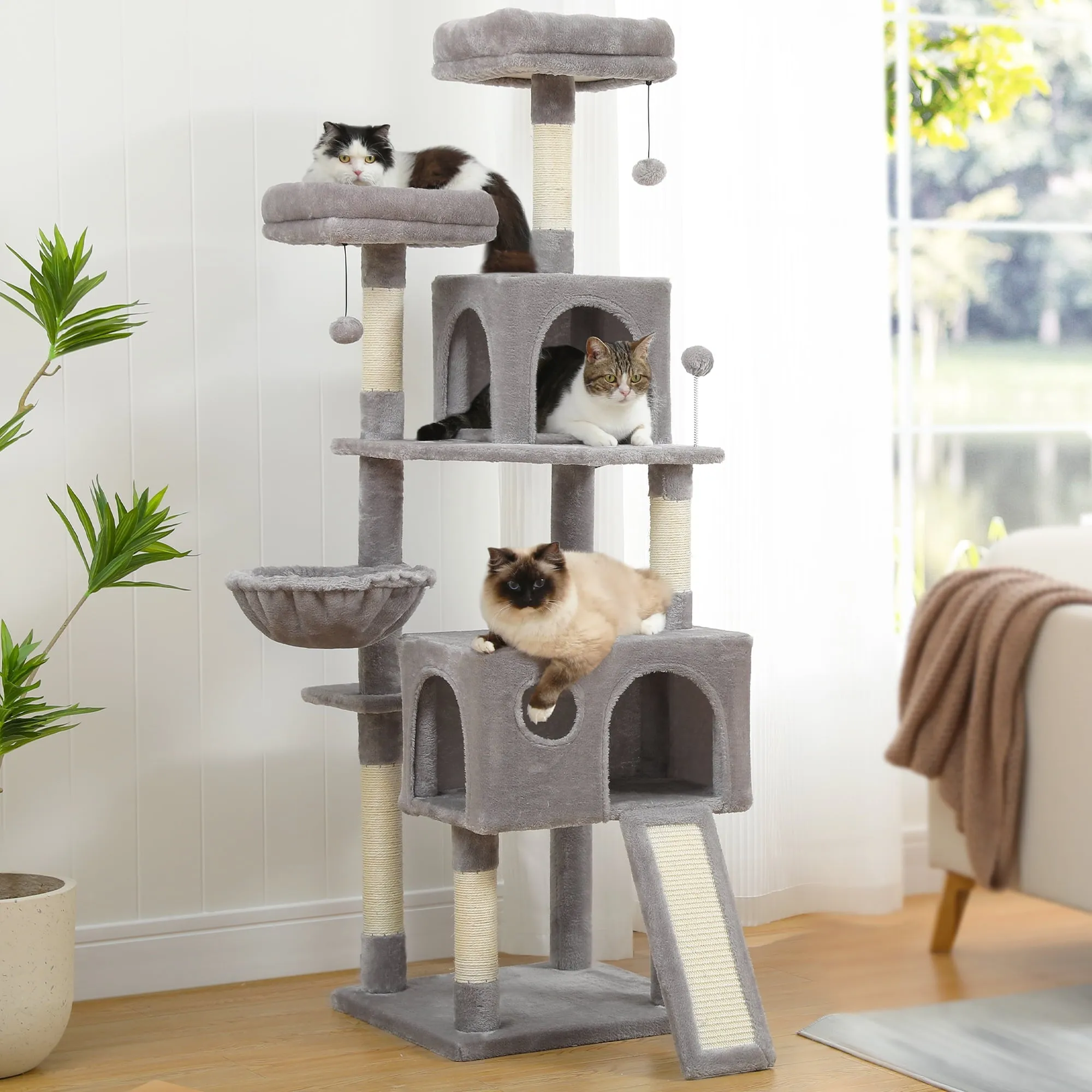 64" Cat Tree Tower Condo Multi-Level Scratching Post for All Indoor Cats