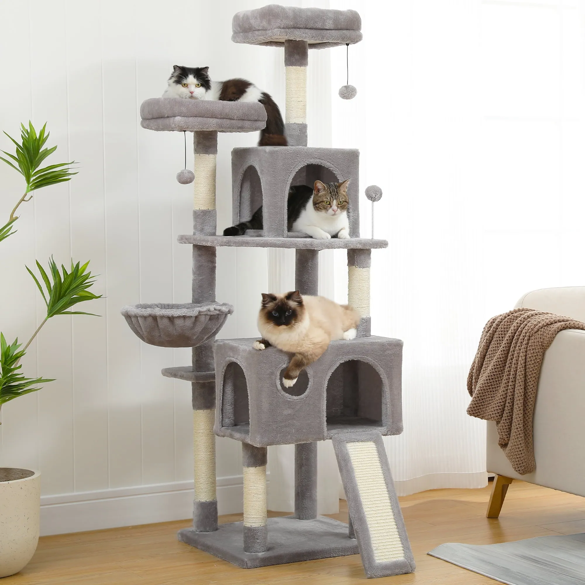 64" Cat Tree Tower Condo Multi-Level Scratching Post for All Indoor Cats