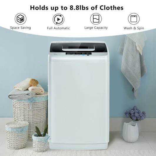 8.8 lbs Portable Full-Automatic Laundry Washing Machine with Drain Pump