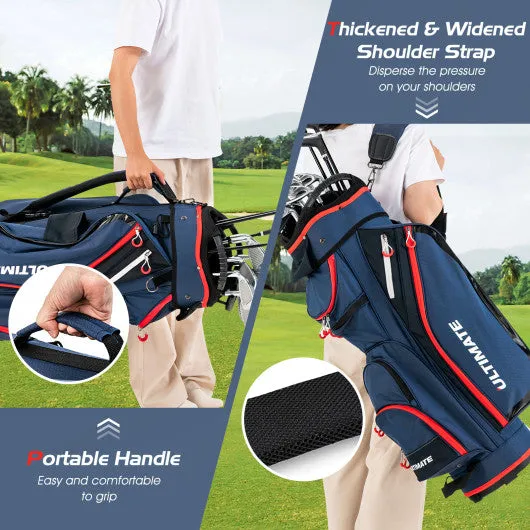 9.5 Inch Golf Cart Bag with 14 Way Full-Length Dividers Top Organizer-Navy