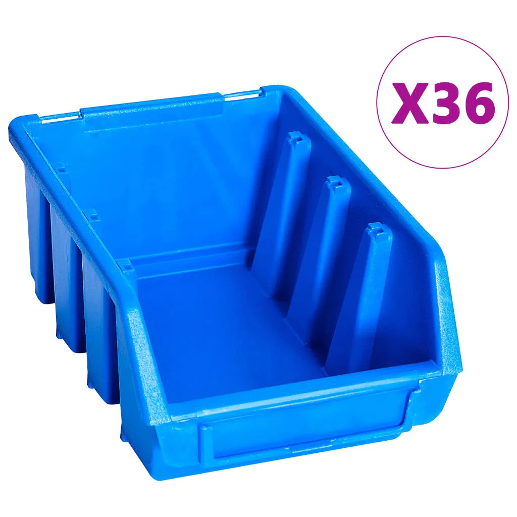 96 Piece Storage Bin Kit with Wall Panels Blue