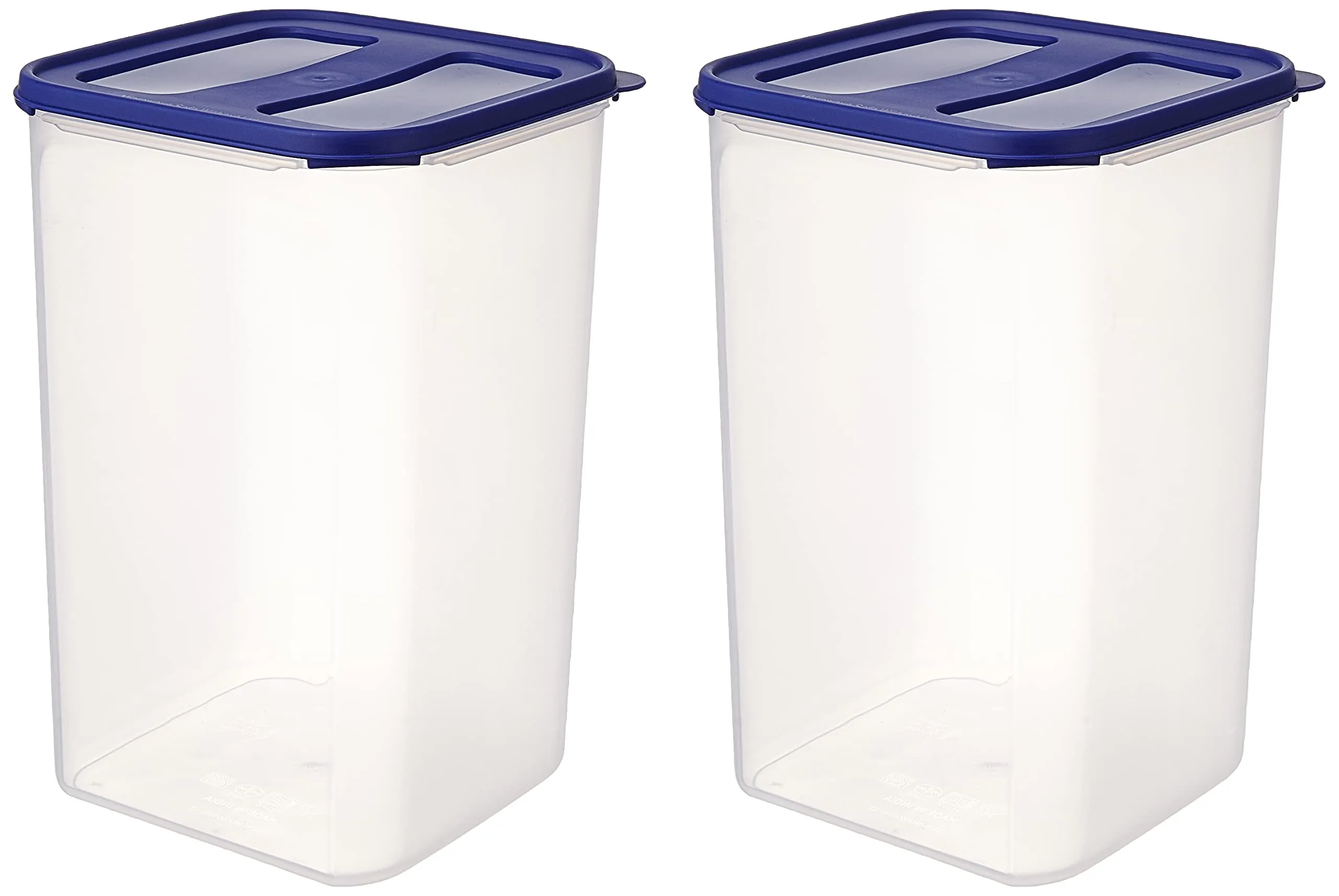 Amazon Brand - Solimo Square Modular Plastic Container, Set of 2, 7.5 Litres, Blue