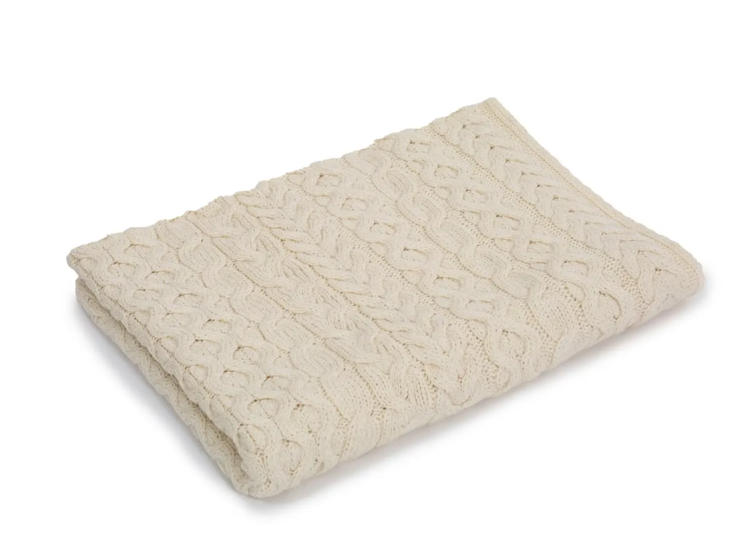 Aran Cable Knit Merino Wool Blanket