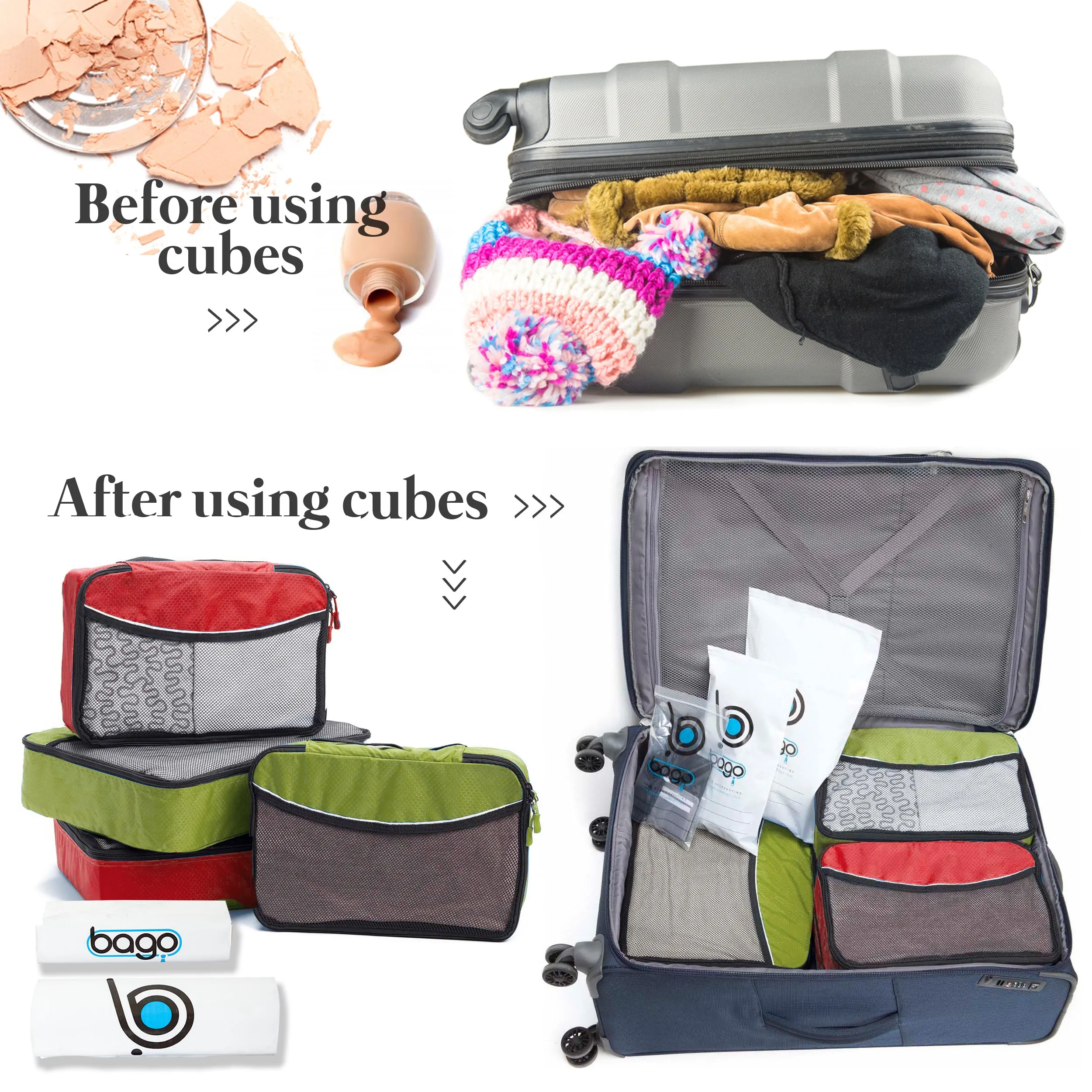 Bago Packing Cubes for Travel Bags - Luggage Organizer 7 pcs Set