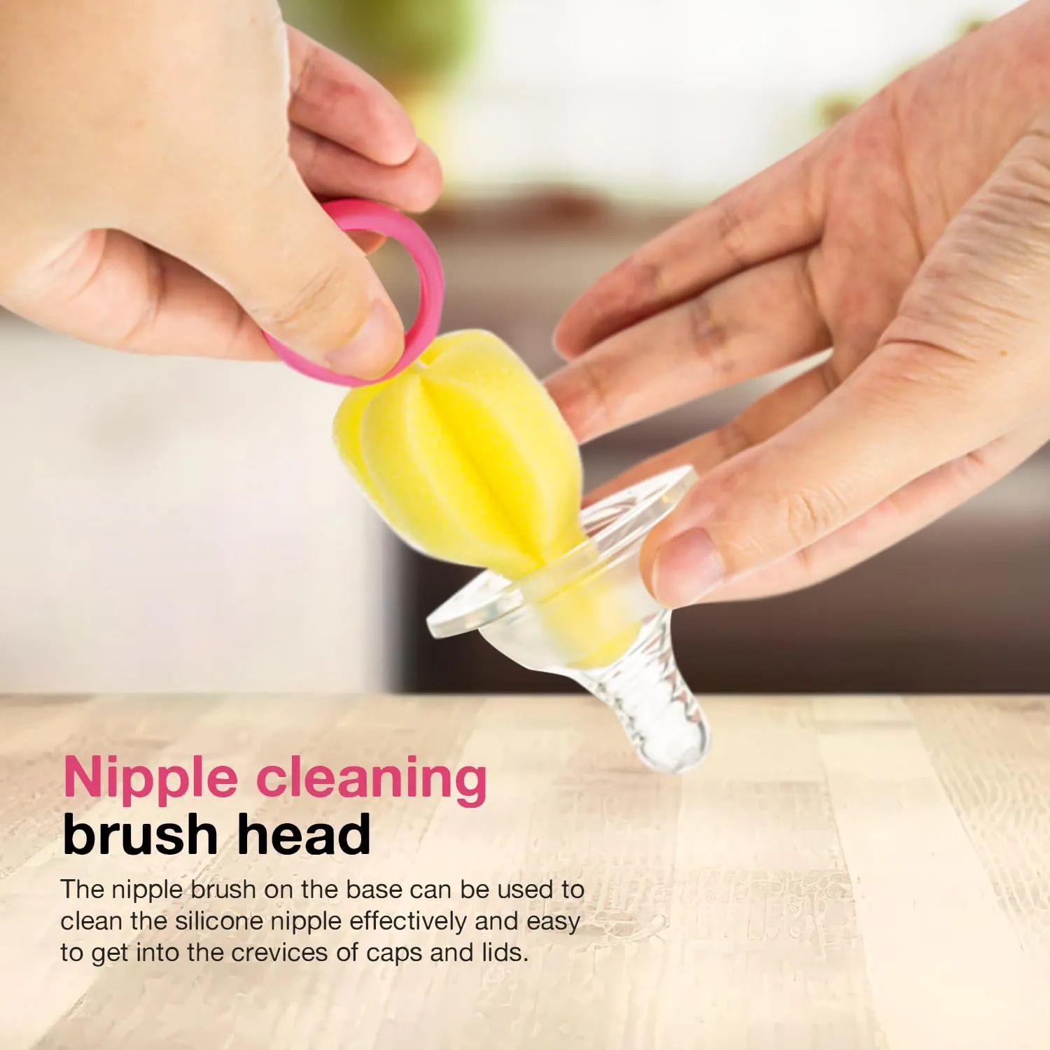 BAYBEE 4 in 1 Nylon Bristles Baby Feeding Bottles & Nipple Cleaning Brush Easy Grip 360° Rotating Long Handle