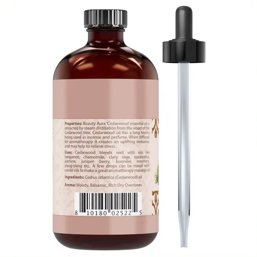 Beauty Aura Cedarwood Oil | 4 Fl. Oz (118 ml) | Therapeutic Grade Essential Oil