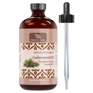 Beauty Aura Cedarwood Oil | 4 Fl. Oz (118 ml) | Therapeutic Grade Essential Oil