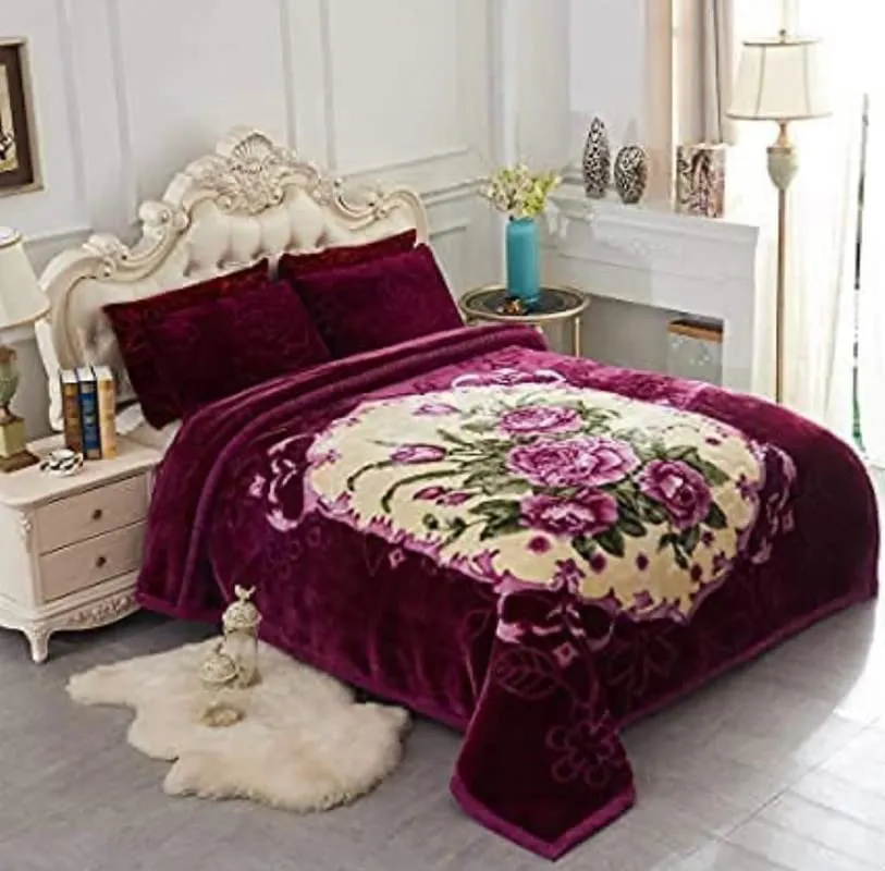 Bezzilish Home Silky Soft Floral Double Bed Embossed Double PlSilky Mink Blankets for Winters - Embossed Design That Will Enhance Your Room with Vibrant Attractive -Multicolor#13