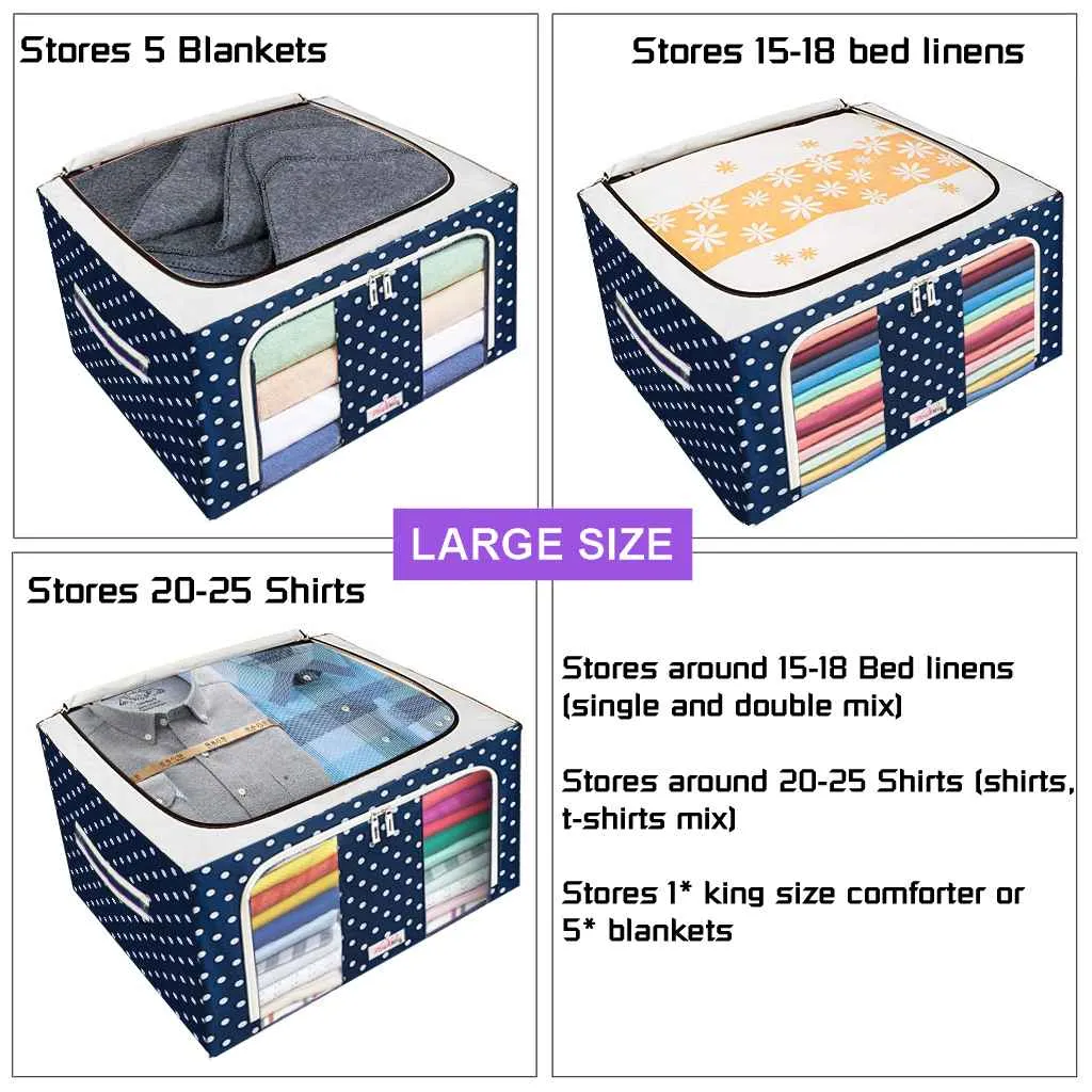 BlushBees® Collapsible Oxford Fabric Storage Boxes for Clothes/Quilts/Linen with Metal Supports