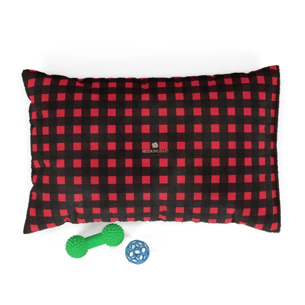 Buffalo Red Plaid Pet Bed, Machine-Washable Luxury Pet Pillow With Zippers-Printed in USA