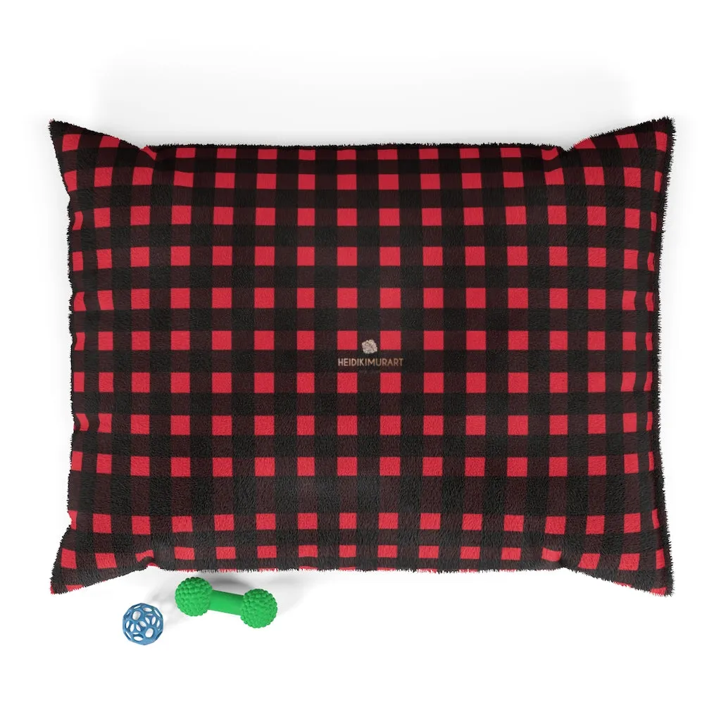 Buffalo Red Plaid Pet Bed, Machine-Washable Luxury Pet Pillow With Zippers-Printed in USA