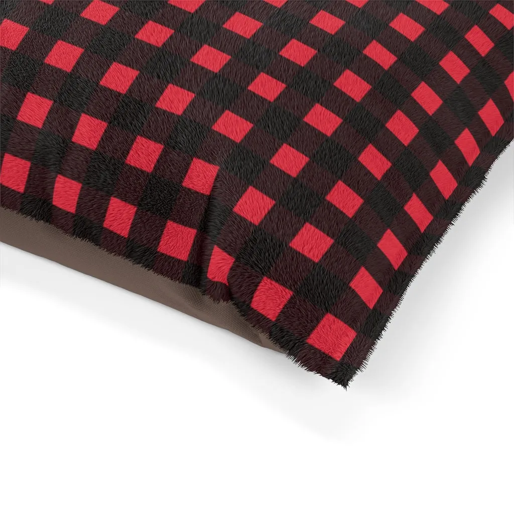 Buffalo Red Plaid Pet Bed, Machine-Washable Luxury Pet Pillow With Zippers-Printed in USA