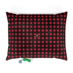 Buffalo Red Plaid Pet Bed, Machine-Washable Luxury Pet Pillow With Zippers-Printed in USA