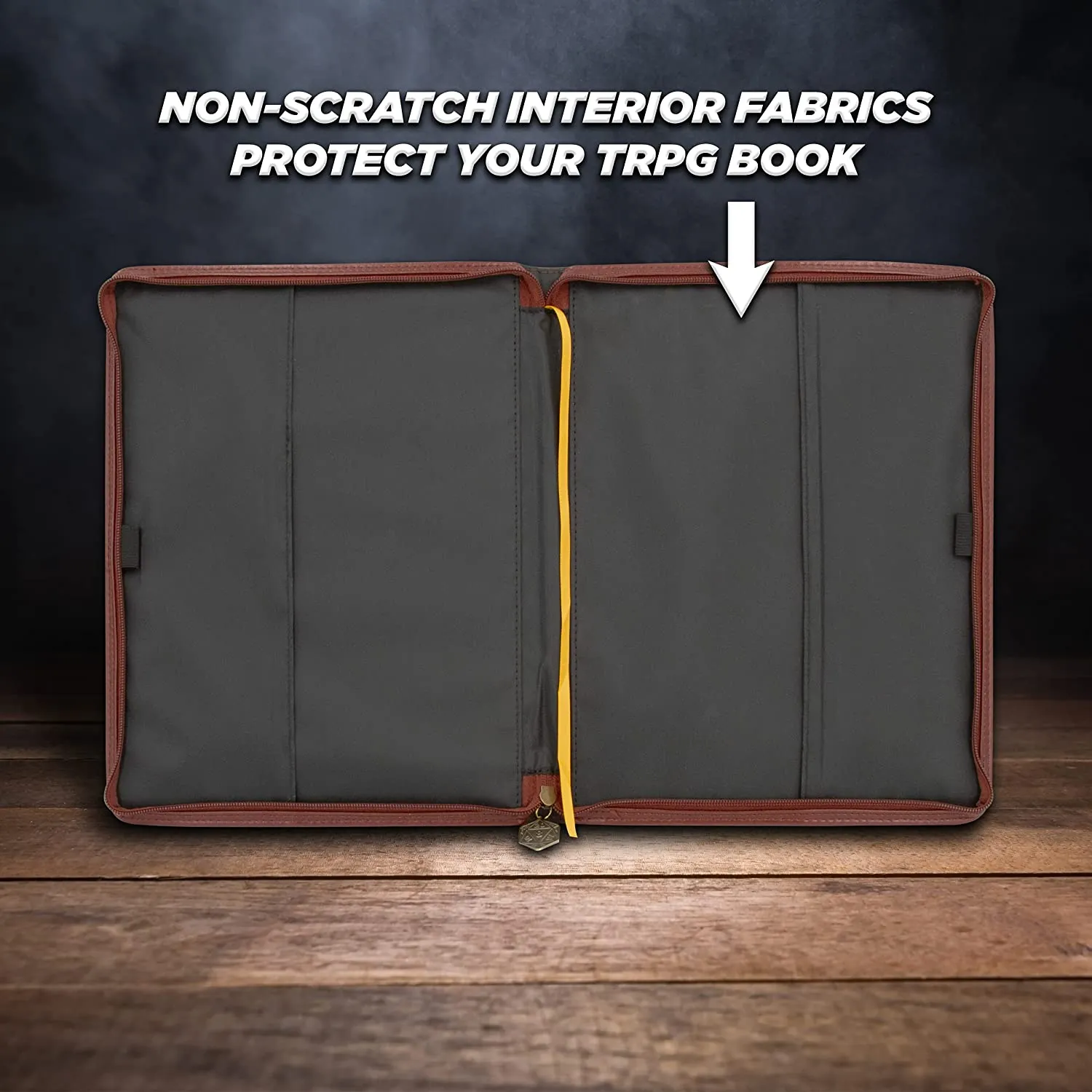 CASEMATIX Book Cover Sleeve for 11" TTRPG Rulebooks - Protective Large Book Cover for TRPG Books up to 11" x 8.5" x 1" with Built-in Bookmark