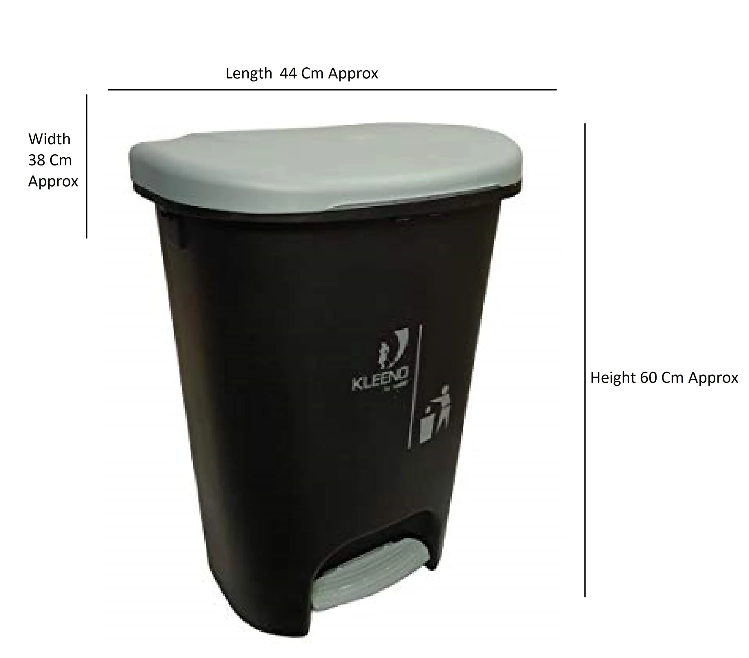 Cello Plastic Step-On Pedal Garbage Dustbin (50 L, Black-Grey)