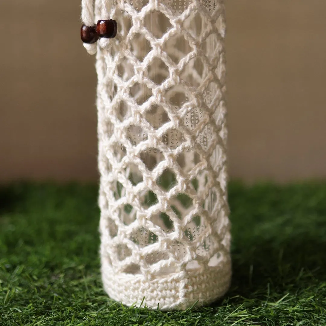 Crochet Web White Handmade Bottle Cover