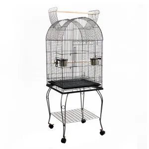 Dome Shape Large Bird Cage with Perch - Black