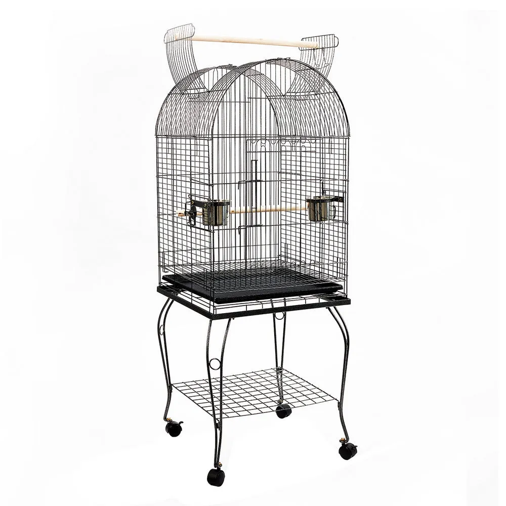 Dome Shape Large Bird Cage with Perch - Black