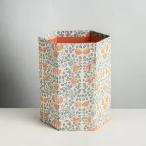 Floral Printed Handcrafted Collapsible Waste Paper Bin (9 x 9 in)