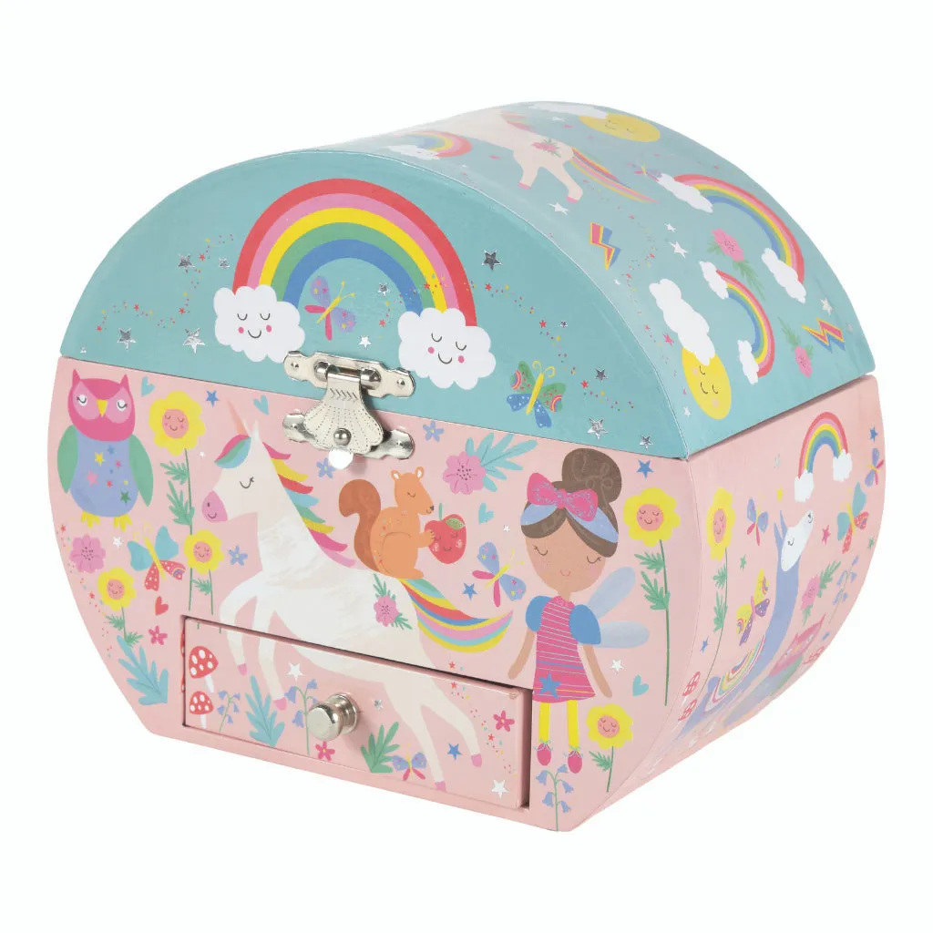 Floss & Rock Musical Jewellery Box Oval Shape - Rainbow Fairy