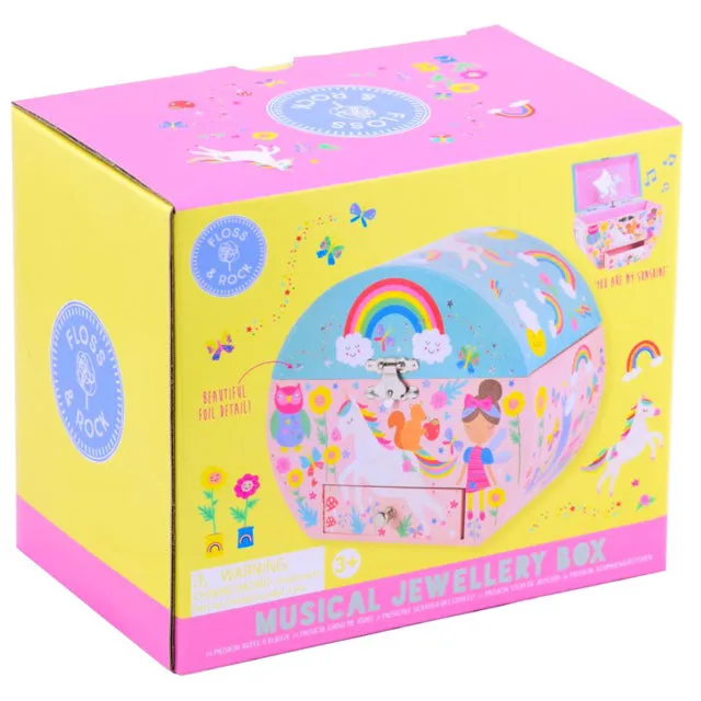 Floss & Rock Musical Jewellery Box Oval Shape - Rainbow Fairy