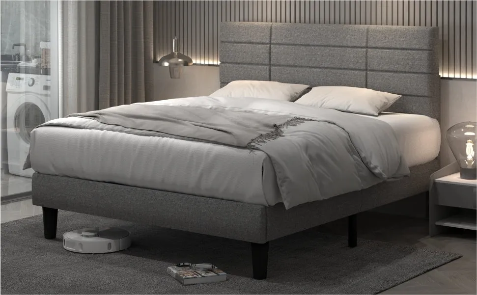 Gore King Size Platform Bed Frame - Light Gray