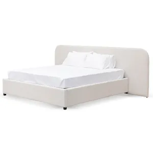 Greta Queen Bed Frame - Snow Boucle with Storage