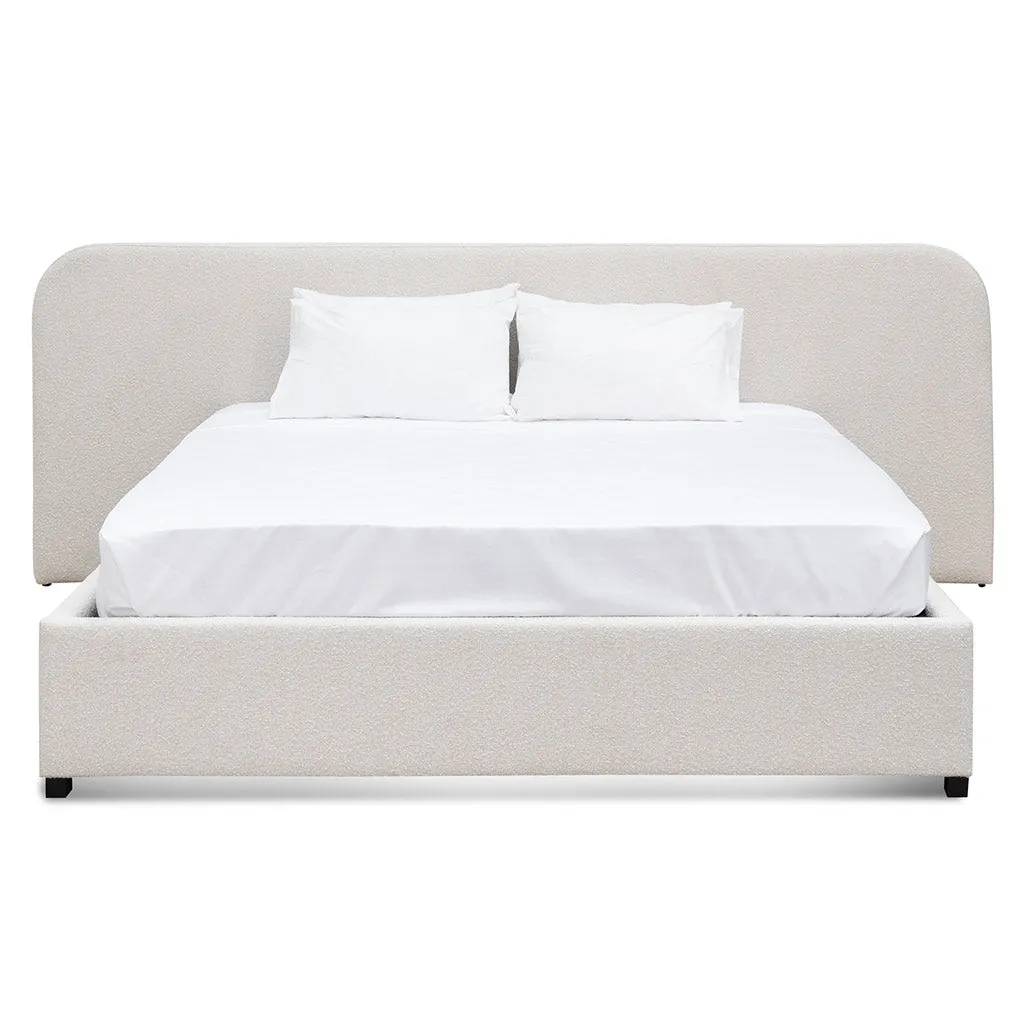 Greta Queen Bed Frame - Snow Boucle with Storage