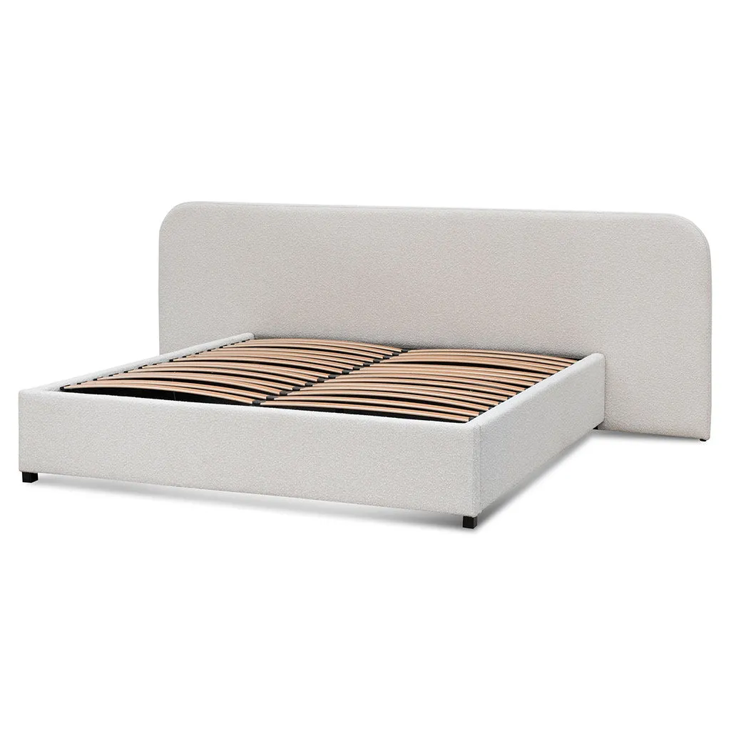 Greta Queen Bed Frame - Snow Boucle with Storage