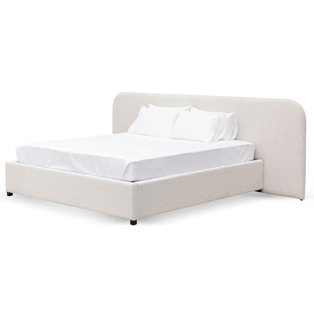 Greta Queen Bed Frame - Snow Boucle with Storage