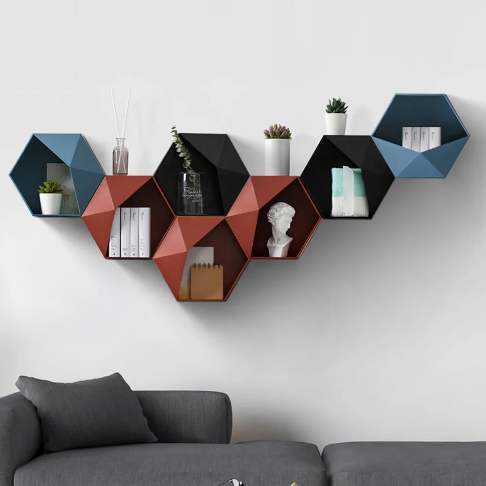 Hanging Hexagon Wall Shelves