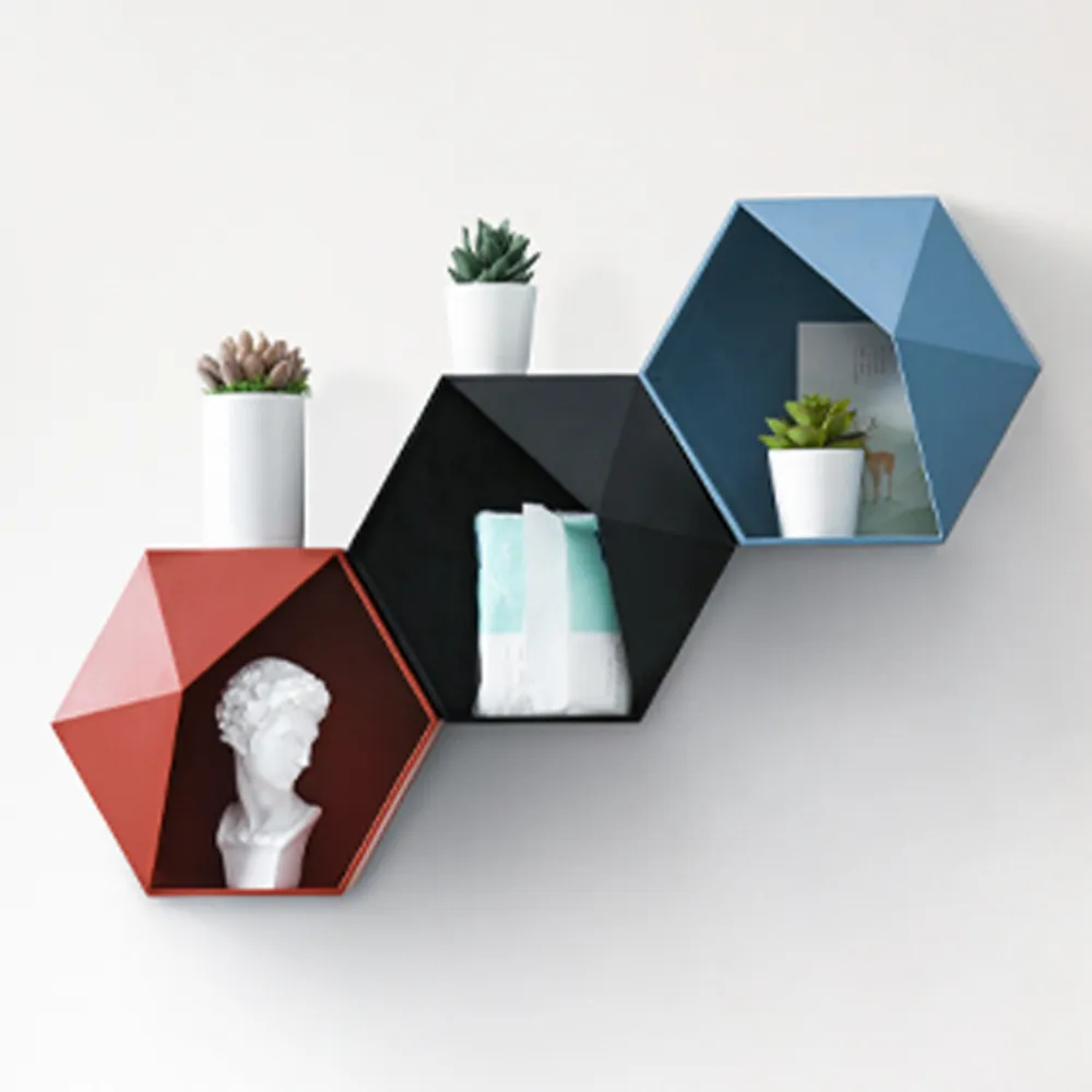 Hanging Hexagon Wall Shelves