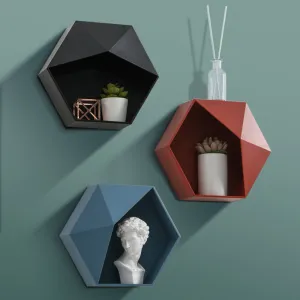 Hanging Hexagon Wall Shelves