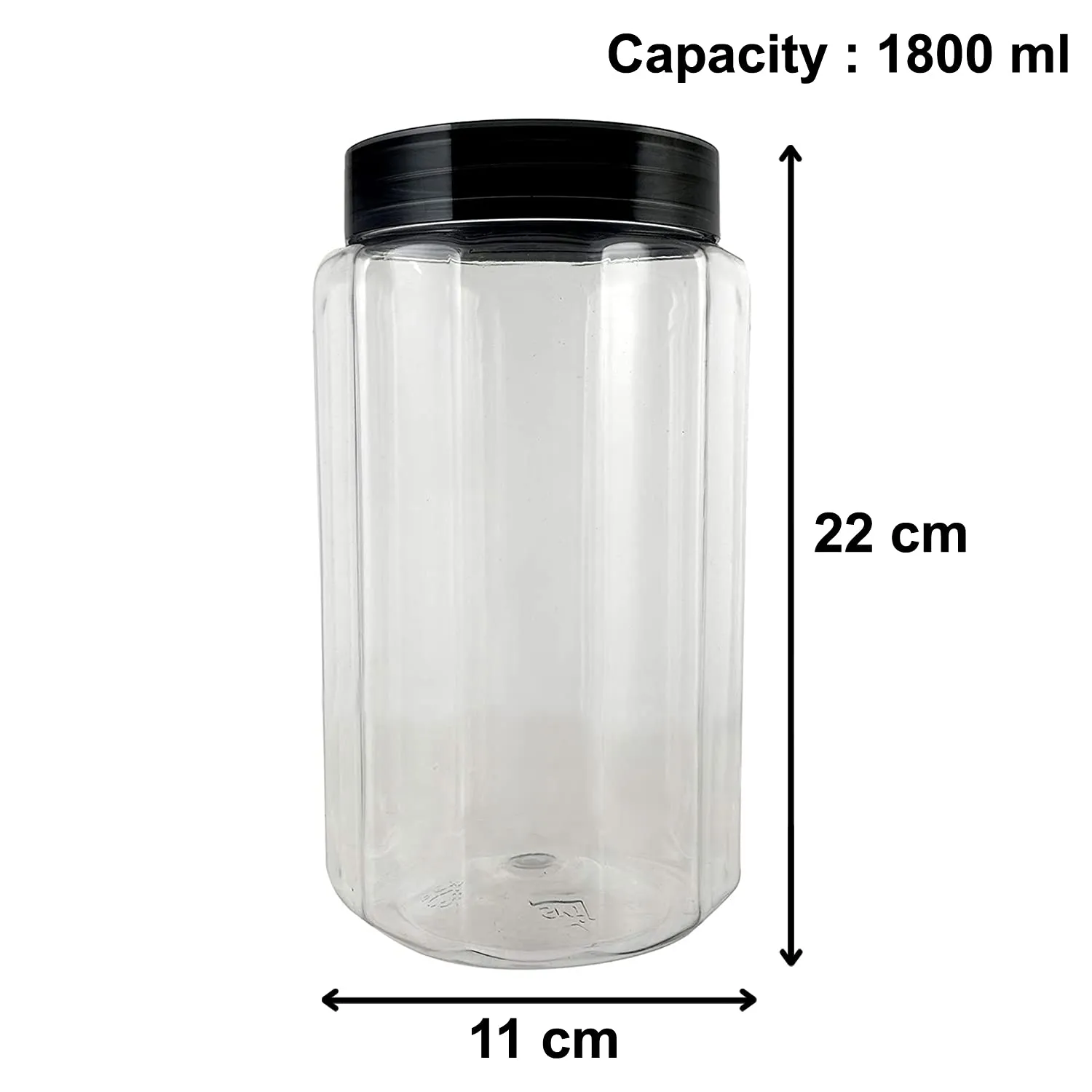 Heart Home Multipurpose Transparent Plastic Container with Airtight Lid,1800ml, Set of 6 (Grey)-HS42KUBMART25051