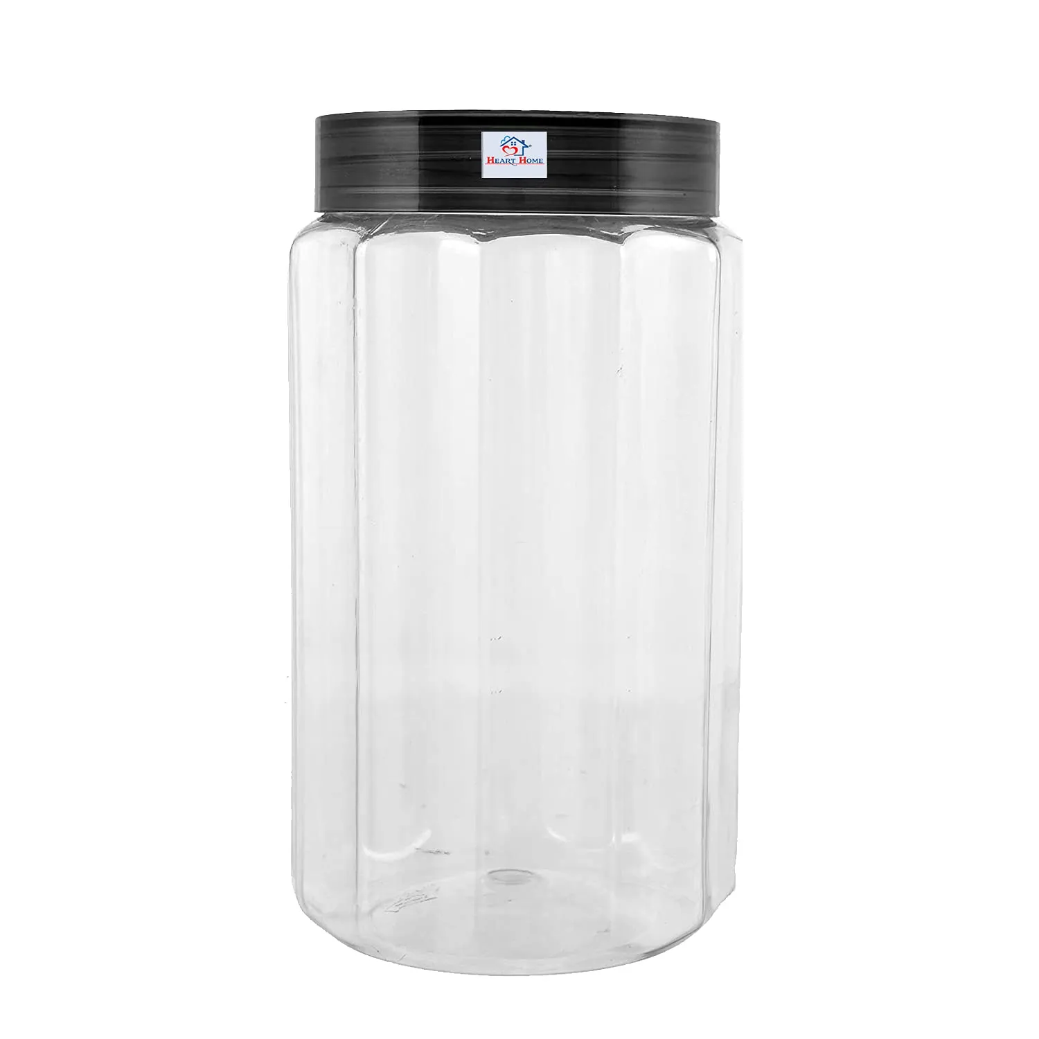 Heart Home Multipurpose Transparent Plastic Container with Airtight Lid,1800ml, Set of 6 (Grey)-HS42KUBMART25051