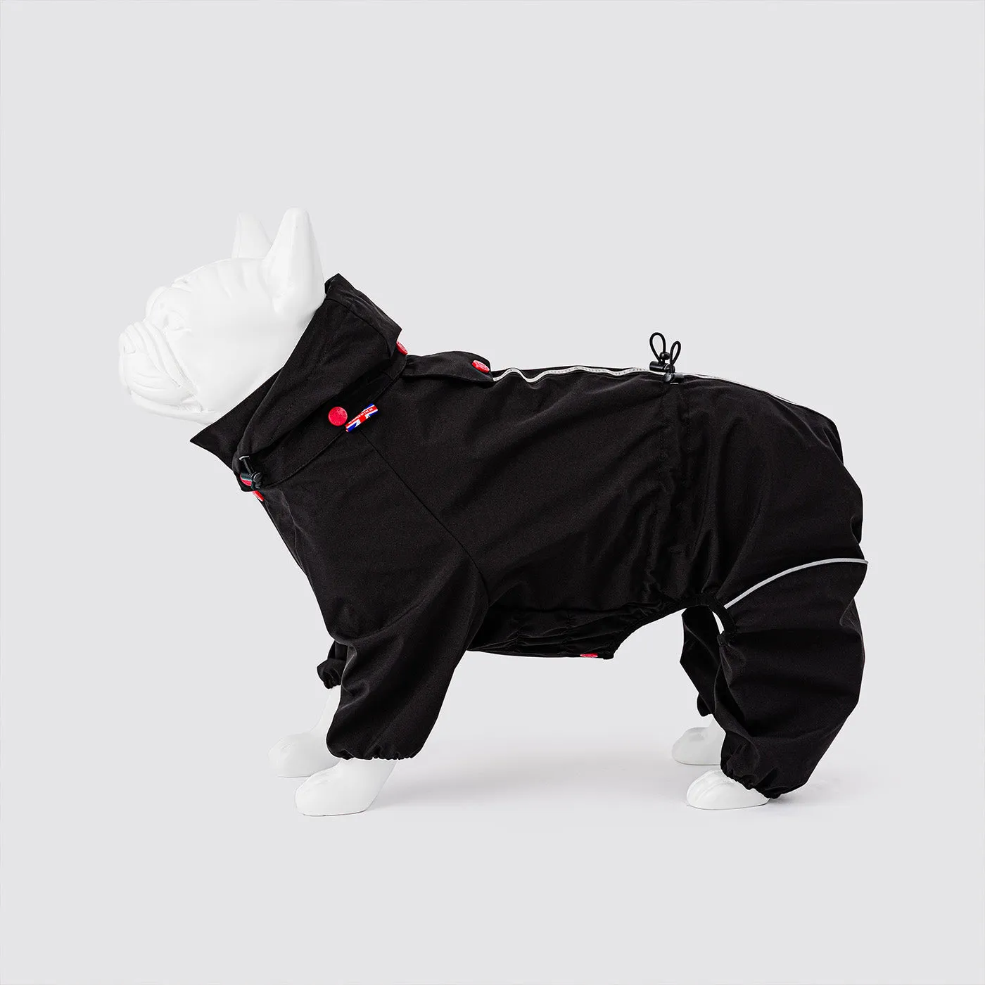 Hugo & Hudson Black Reflective Hooded Dog Overalls