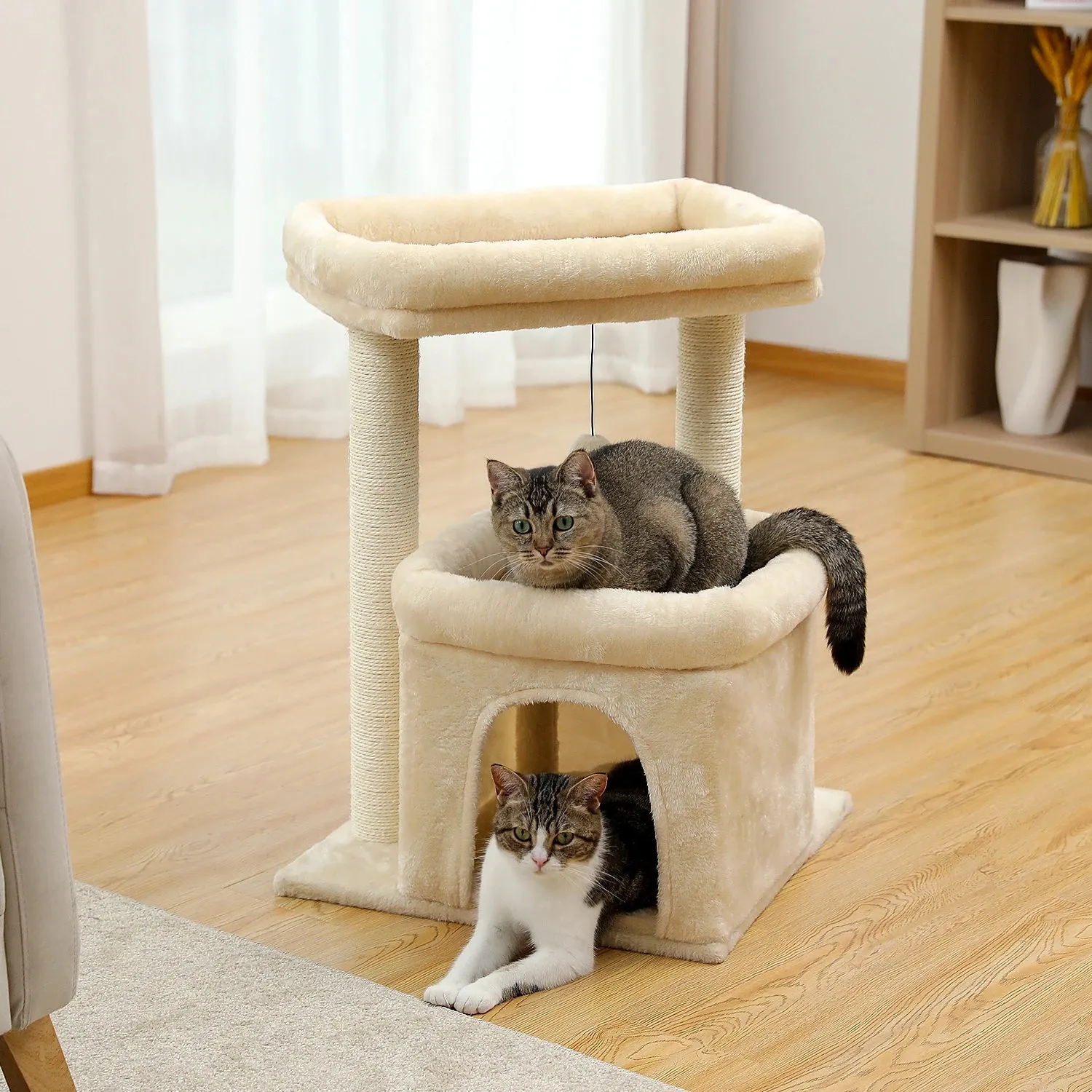 Indoor Cat Tree Tower with Double Perches and Cozy Condo