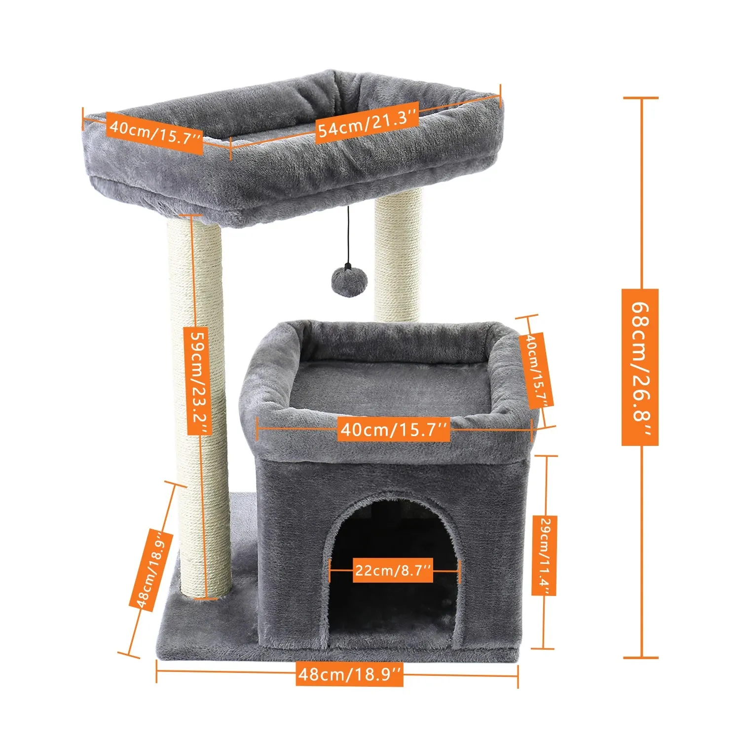 Indoor Cat Tree Tower with Double Perches and Cozy Condo