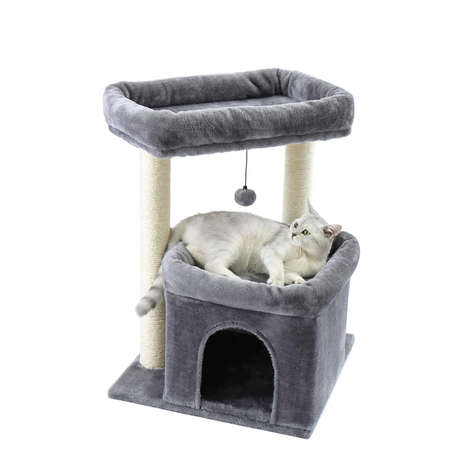 Indoor Cat Tree Tower with Double Perches and Cozy Condo